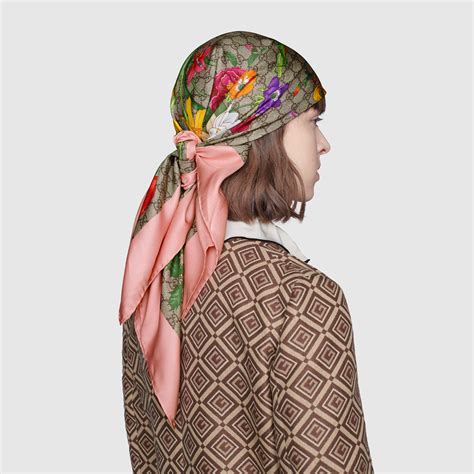 gucci pink floral silk scarf|authentic Gucci silk scarf.